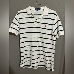 Ralph Lauren White and Black Striped Polo Shirt. Mens size MD. Great condition